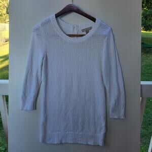 Banana Republic Womens‎ Sweater-White-Lightweight-Size M Zipper-3/4 Sleeves-Long